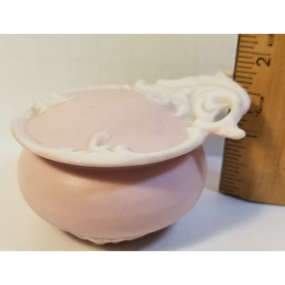 Antique Pink Porcelain Button Trinket Vanity Dresser Box V.K. Germany - Picture 4 of 8